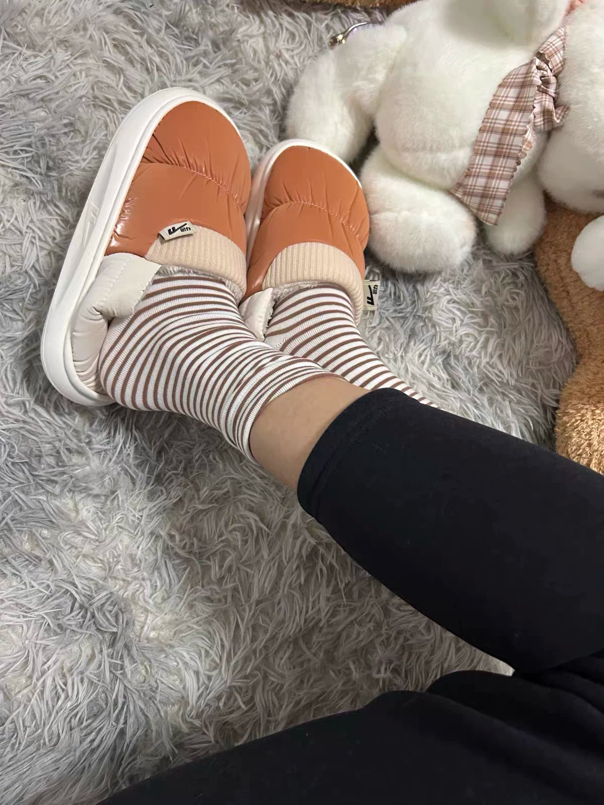 Soft Striped Cotton Crew Socks for Women | Loose Top Comfort
