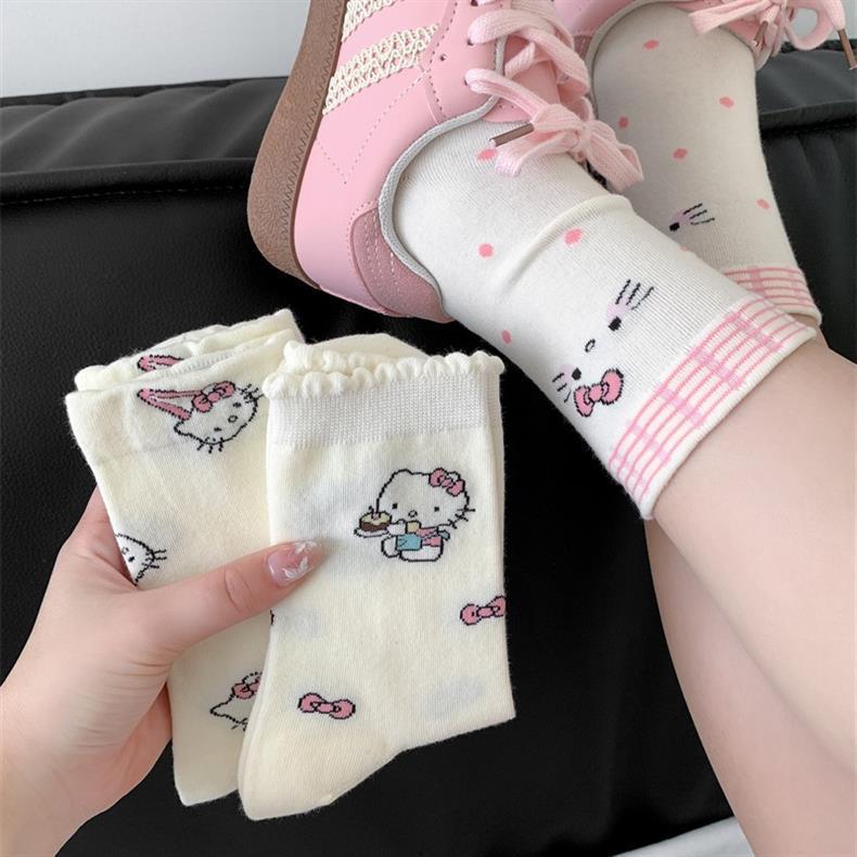 Cute Novelty Crew Socks | Kawaii Cat Print Socks for Women
