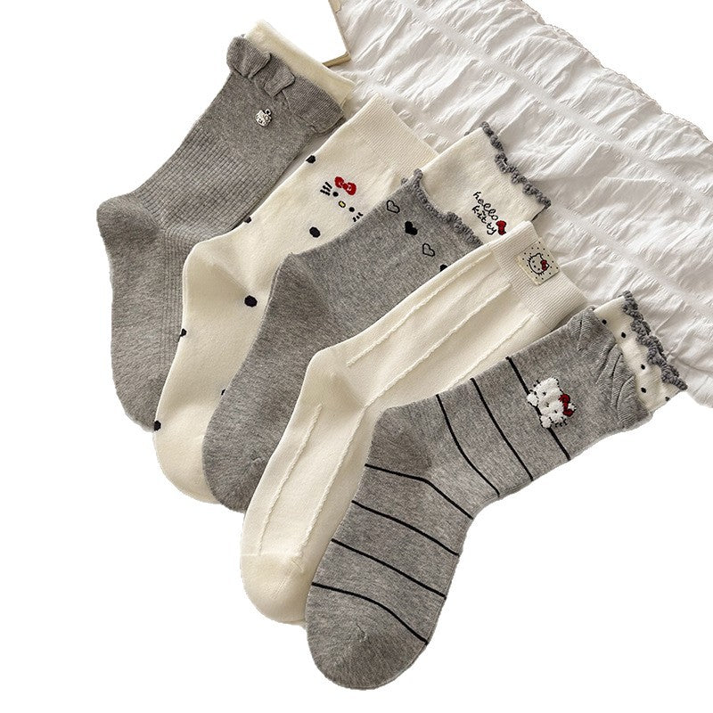 Women's Cotton Hello Kitty Novelty Crew Socks | Seamless