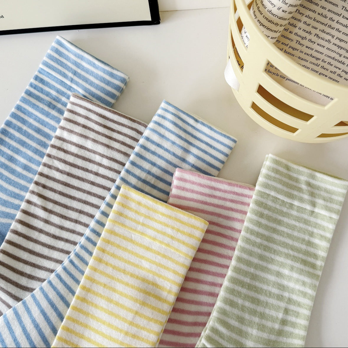 Soft Striped Cotton Crew Socks for Women | Loose Top Comfort