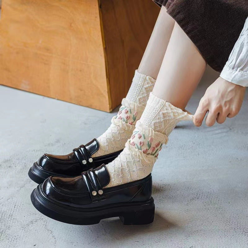 Floral Crew Socks for Women | Soft Cotton Patterned Socks