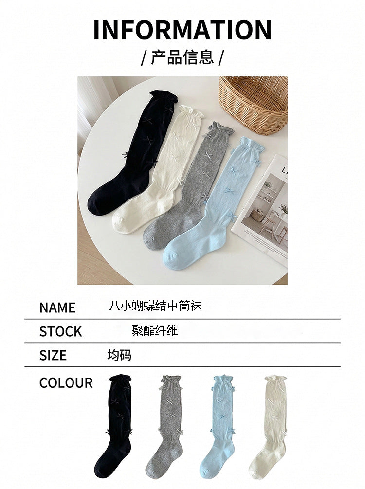 Crew Socks | Ballet Core Dainty Bow Calf Slouch Socks for Women