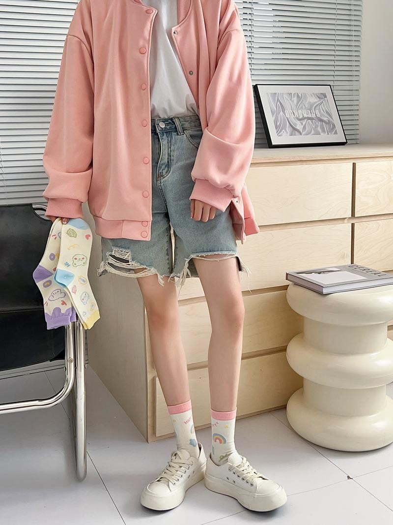 Cute Patterned Crew Socks for Women | Breathable Cotton Summer Socks
