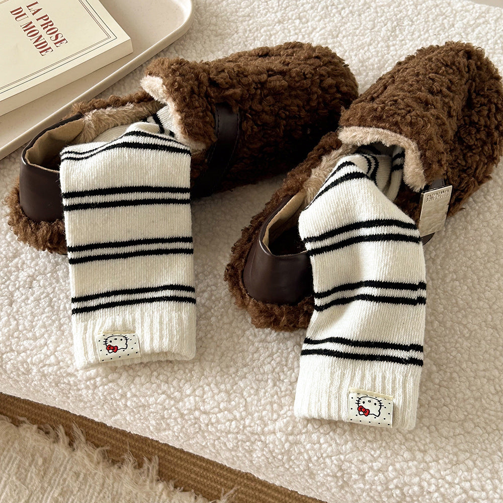 Cozy Wool Striped Crew Socks | Warm Winter Socks for Women