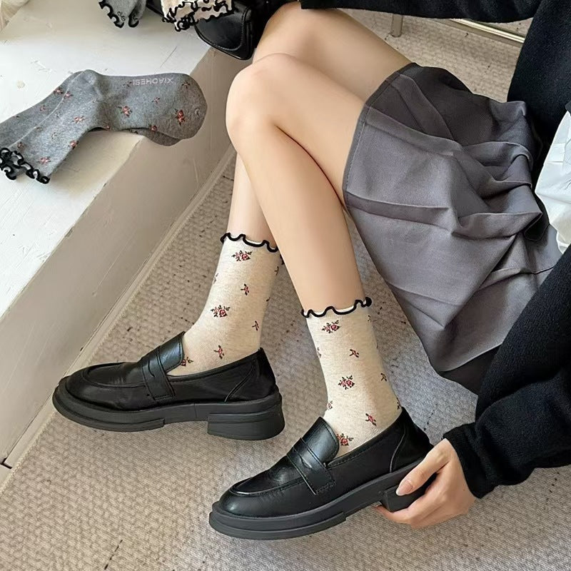 Vintage Ruffled Crew Socks | Cute Patterned Women's Everyday Socks