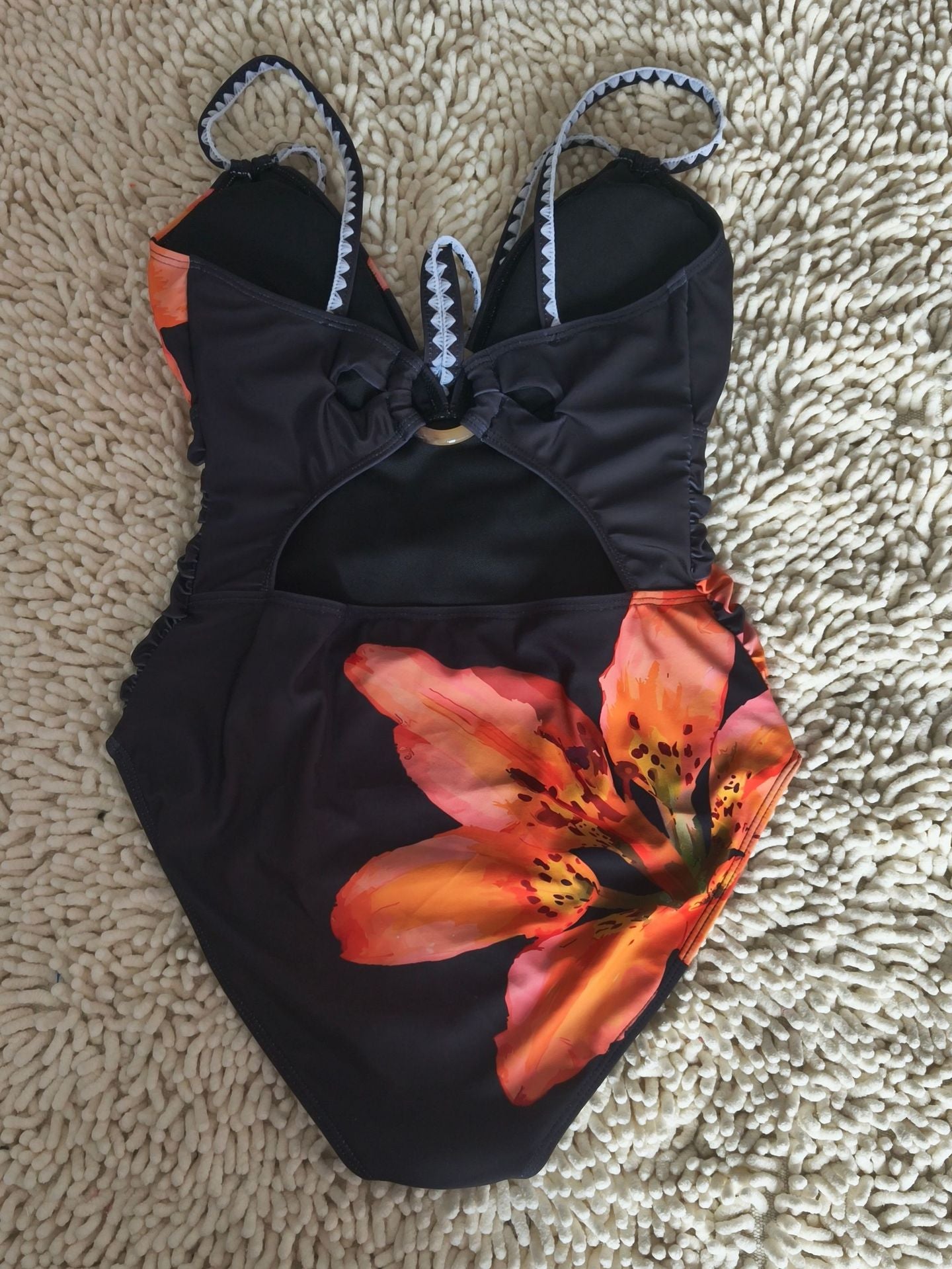 Floral Print Deep V Sexy One-Piece Swimsuit | Women's Beach Swimwear