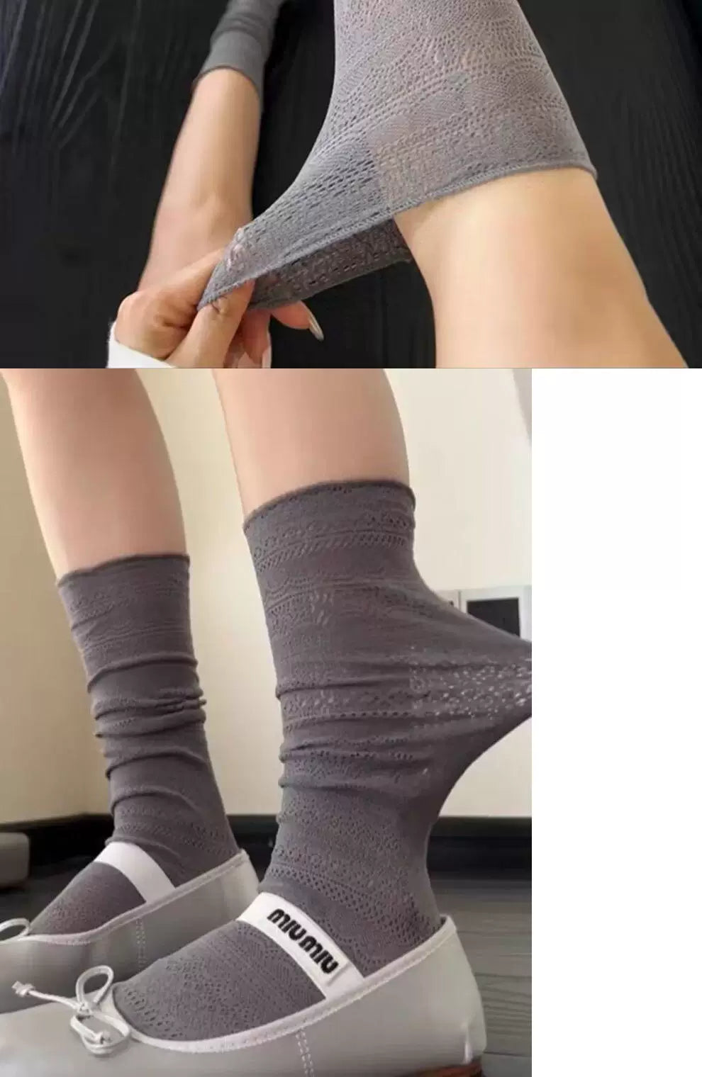 Lace Knee High Slouch Socks | Thin Breathable Summer Socks for Women