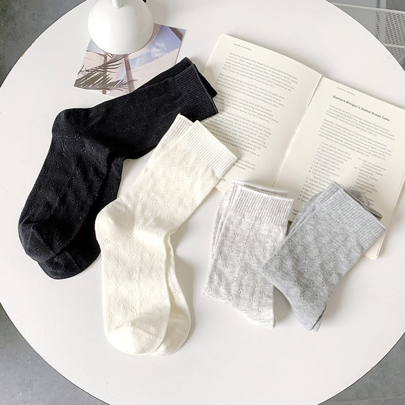 Clover Pattern Crew Socks for Women | Breathable Thin Summer Socks