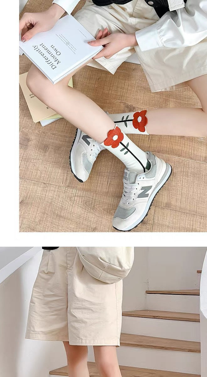 Cute Patterned Crew Socks for Women | Soft Cotton Casual Socks