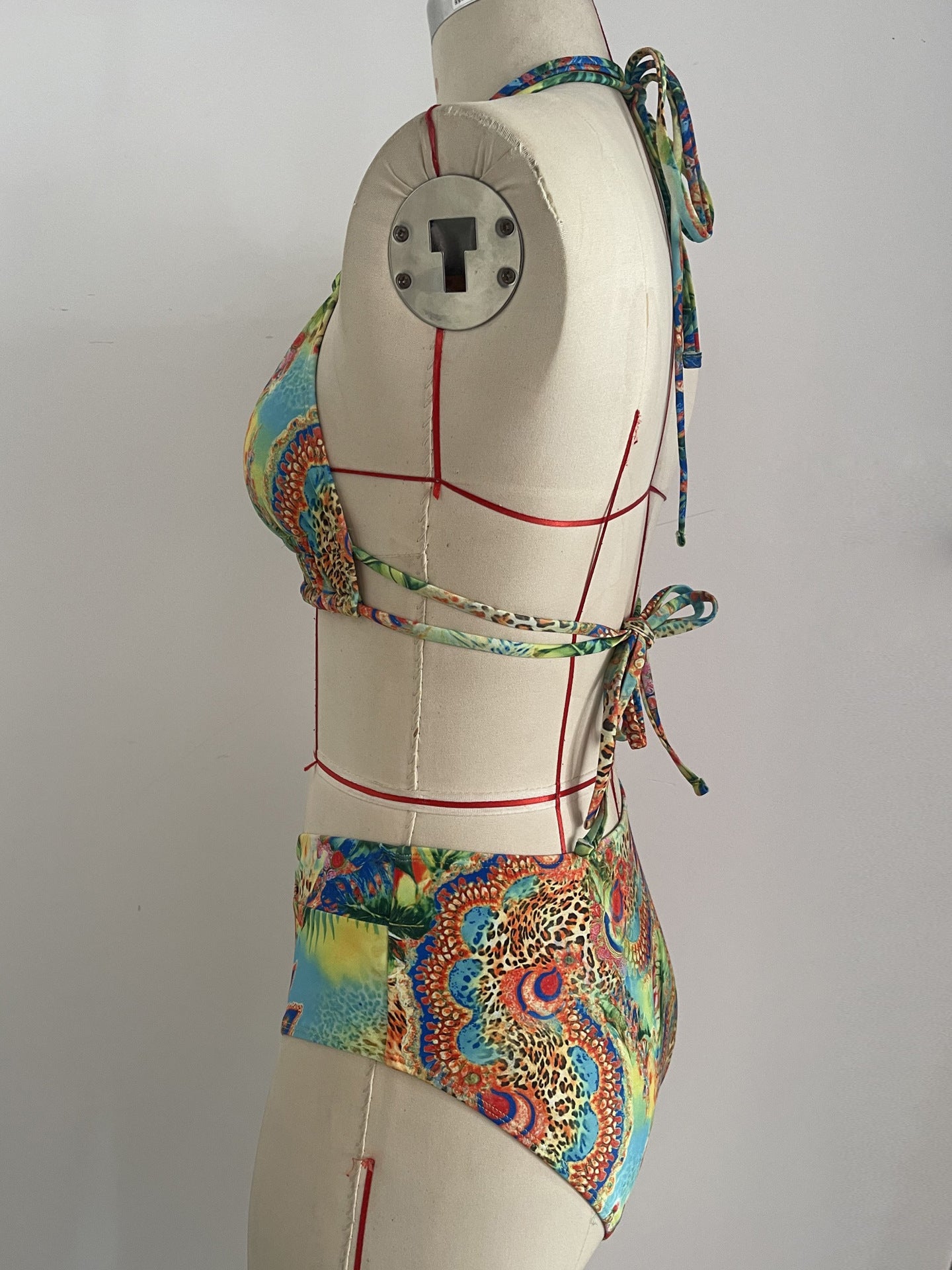 Printed Halter High-Waist Bikini Set | Women's Vacation Swimwear