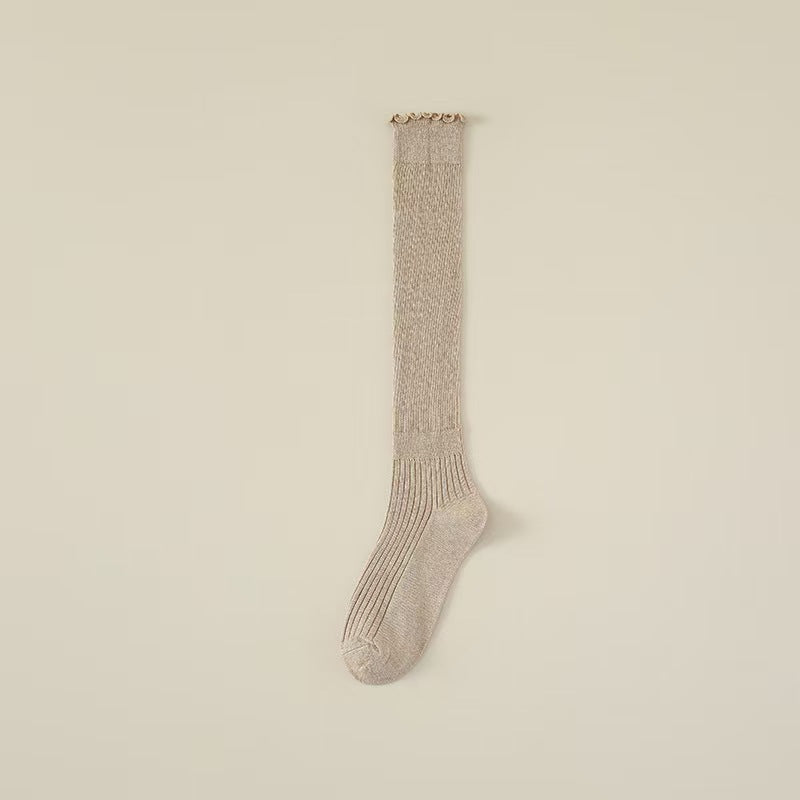 Ruffled Slouch Crew Socks | Women's Mid-Calf Cotton Socks