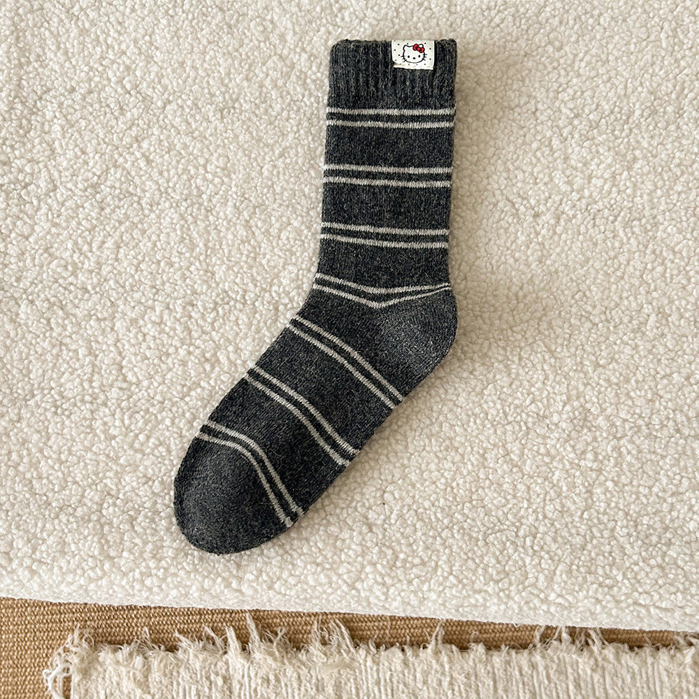 Cozy Wool Striped Crew Socks | Warm Winter Socks for Women