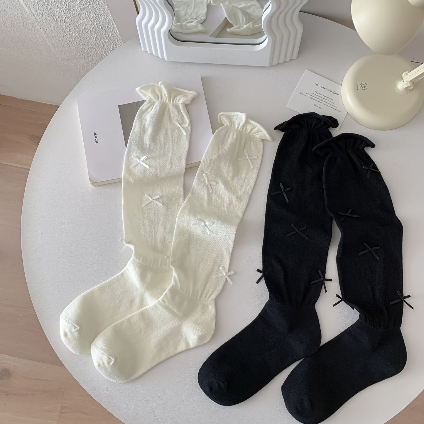 Bow Accent Slouch Socks | Thin Summer Calf Socks for Women
