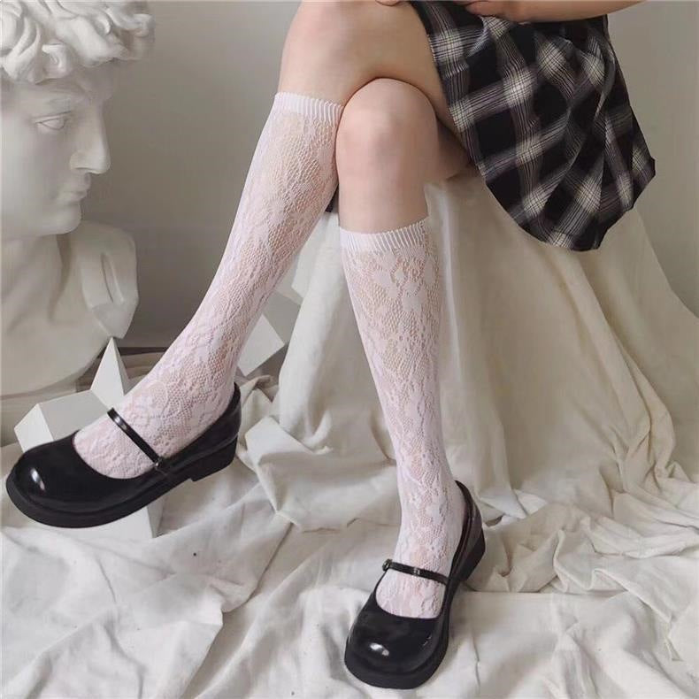 Lace Knee High Socks for Women | Sheer Breathable Summer Socks