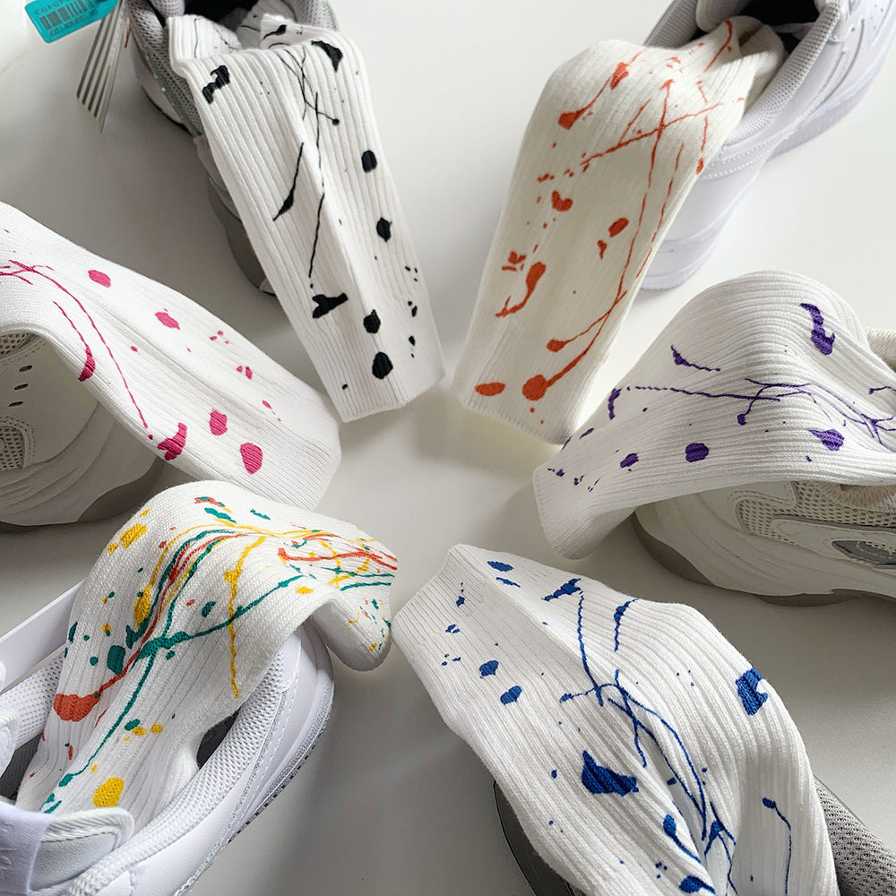 Splatter Graffiti Crew Socks | Breathable Trendy Streetwear Socks