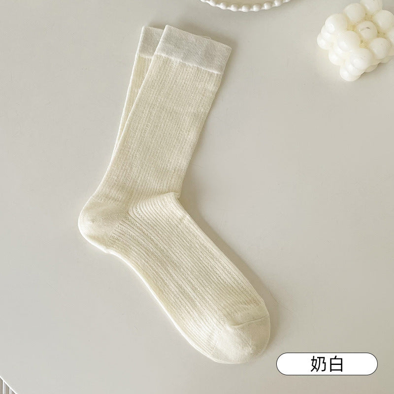 Women's Breathable Mesh Slouch Crew Socks | Thin Summer Solid Socks
