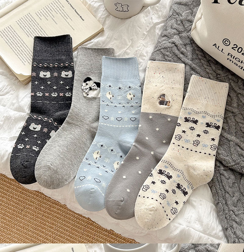 Cozy Cotton Crew Socks for Women | Cute Patterned Winter Socks