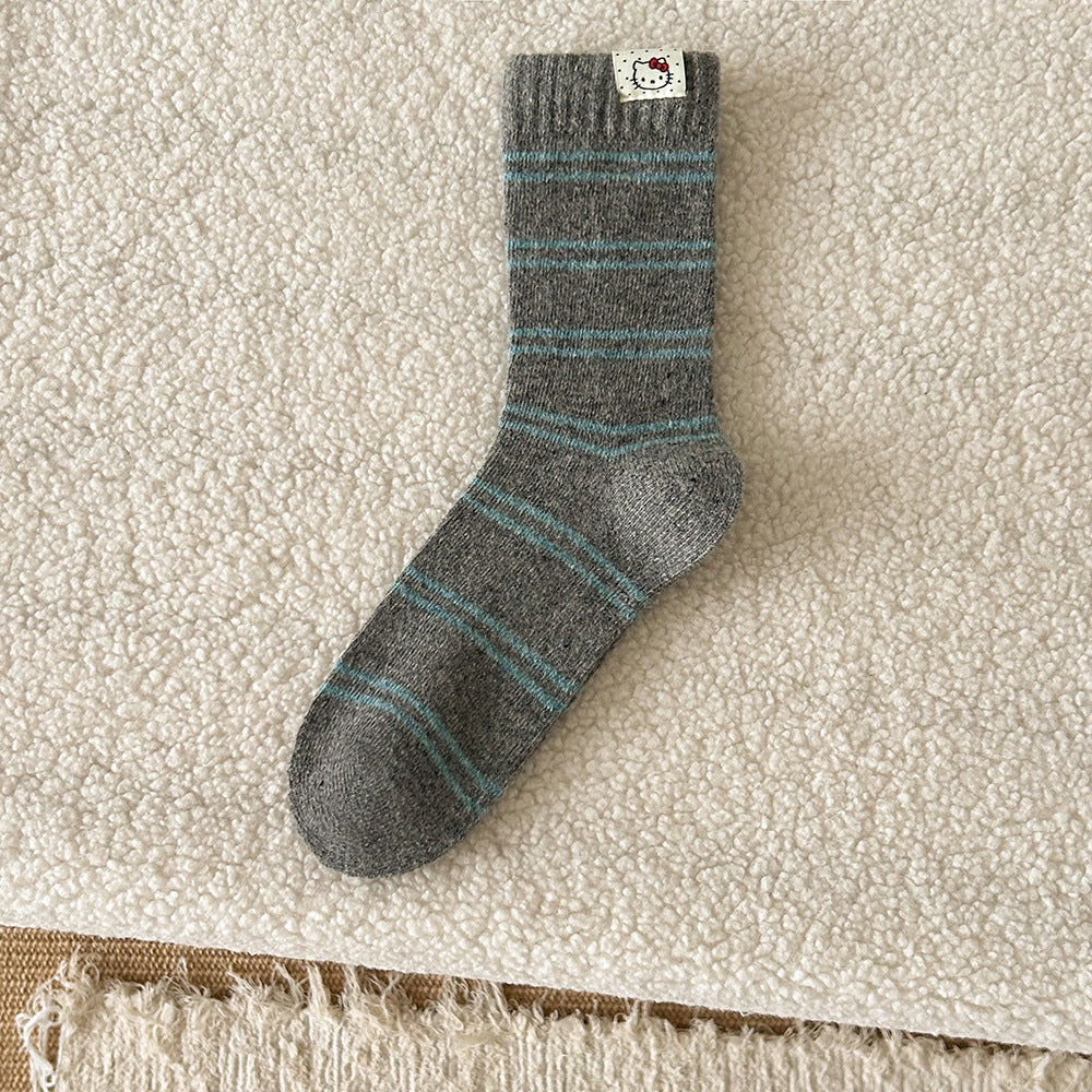 Cozy Wool Striped Crew Socks | Warm Winter Socks for Women
