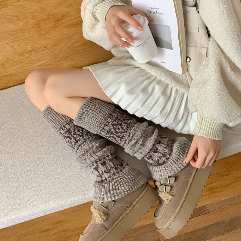 Fair Isle Knit Slouch Leg Warmers | Cozy Socks for Women
