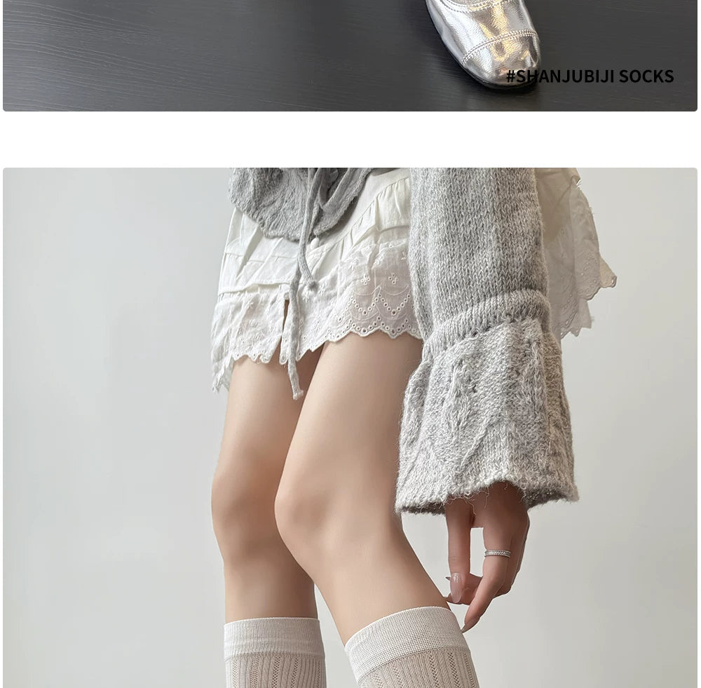Ballet Style Crew Socks | Thin Breathable Summer Calf Socks for Women