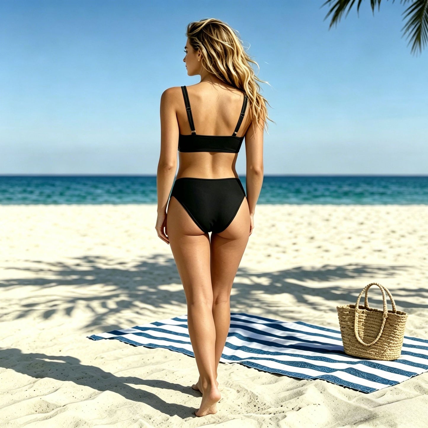 Twisted Knot High-Waisted Bikini Set | Solid Retro Women's Swimwear
