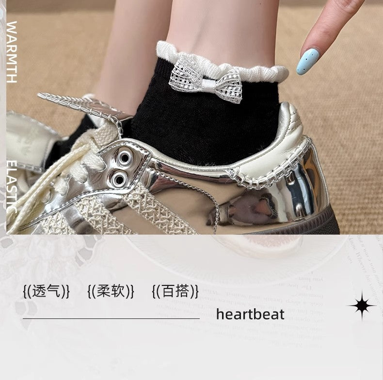 Sweet Bow Ruffle Ankle Socks | Breathable Summer Low Cut Socks for Women