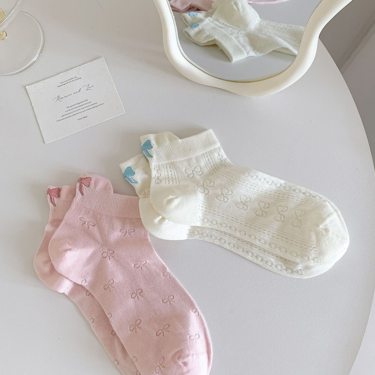 Embroidered Bow Ankle Socks | Thin Breathable Summer Socks