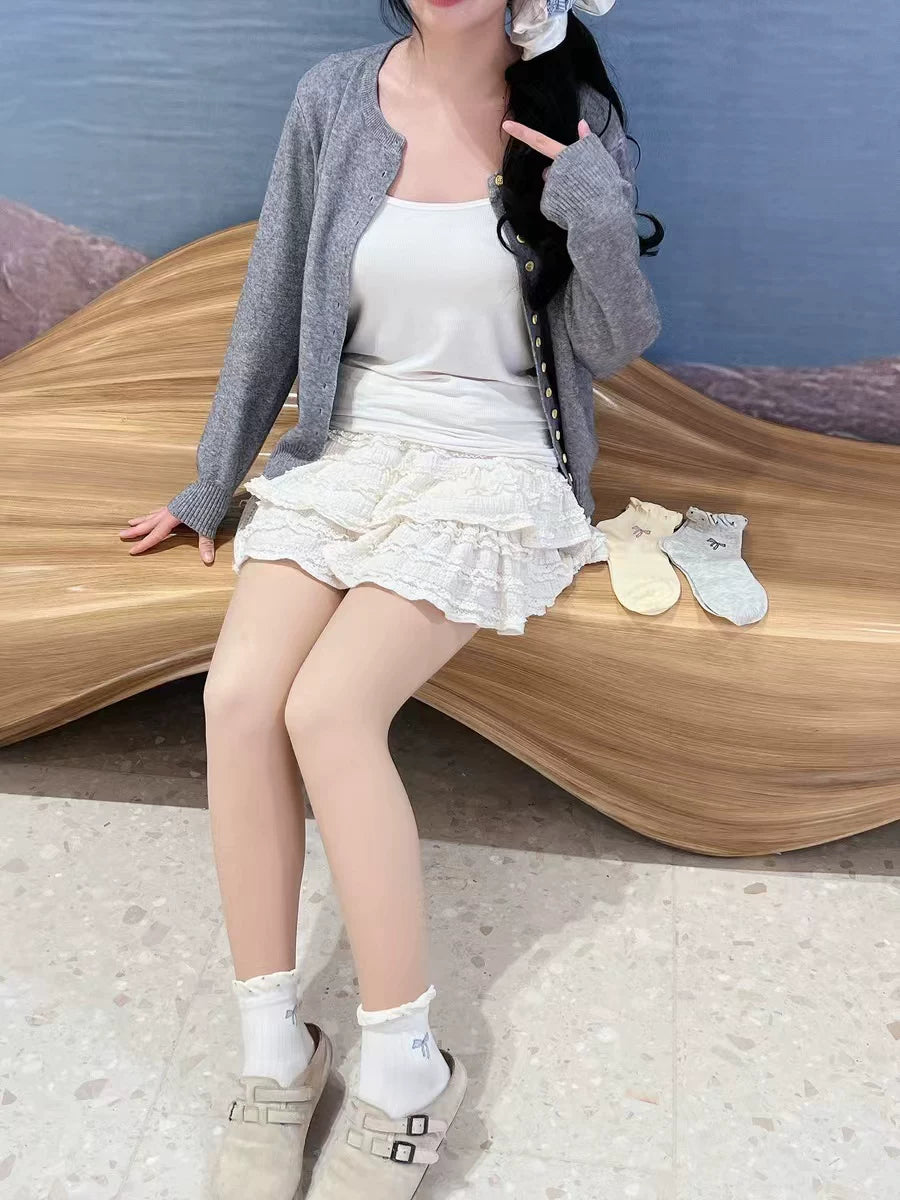 Cute Bow Ruffle Ankle Socks for Women | Balletcore Thin Warm Weather Socks