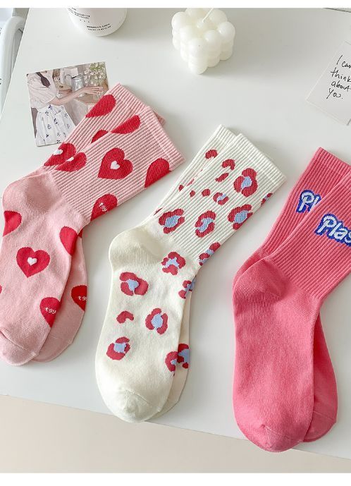 Trendy Patterned Cotton Crew Socks for Women | Cute Casual Socks