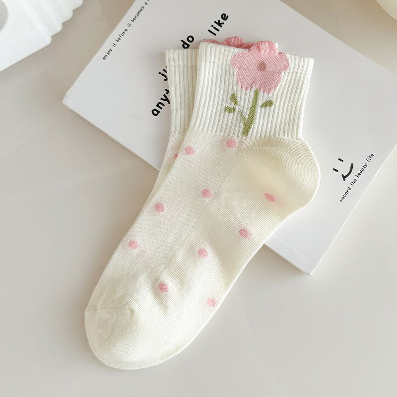Dainty Floral Ankle Socks for Women | Breathable Everyday Socks