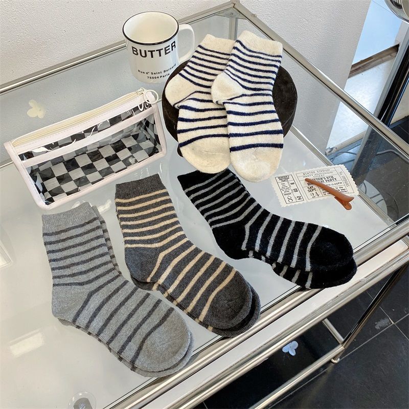 Cozy Striped Crew Socks for Women | Thick Warm Winter Socks