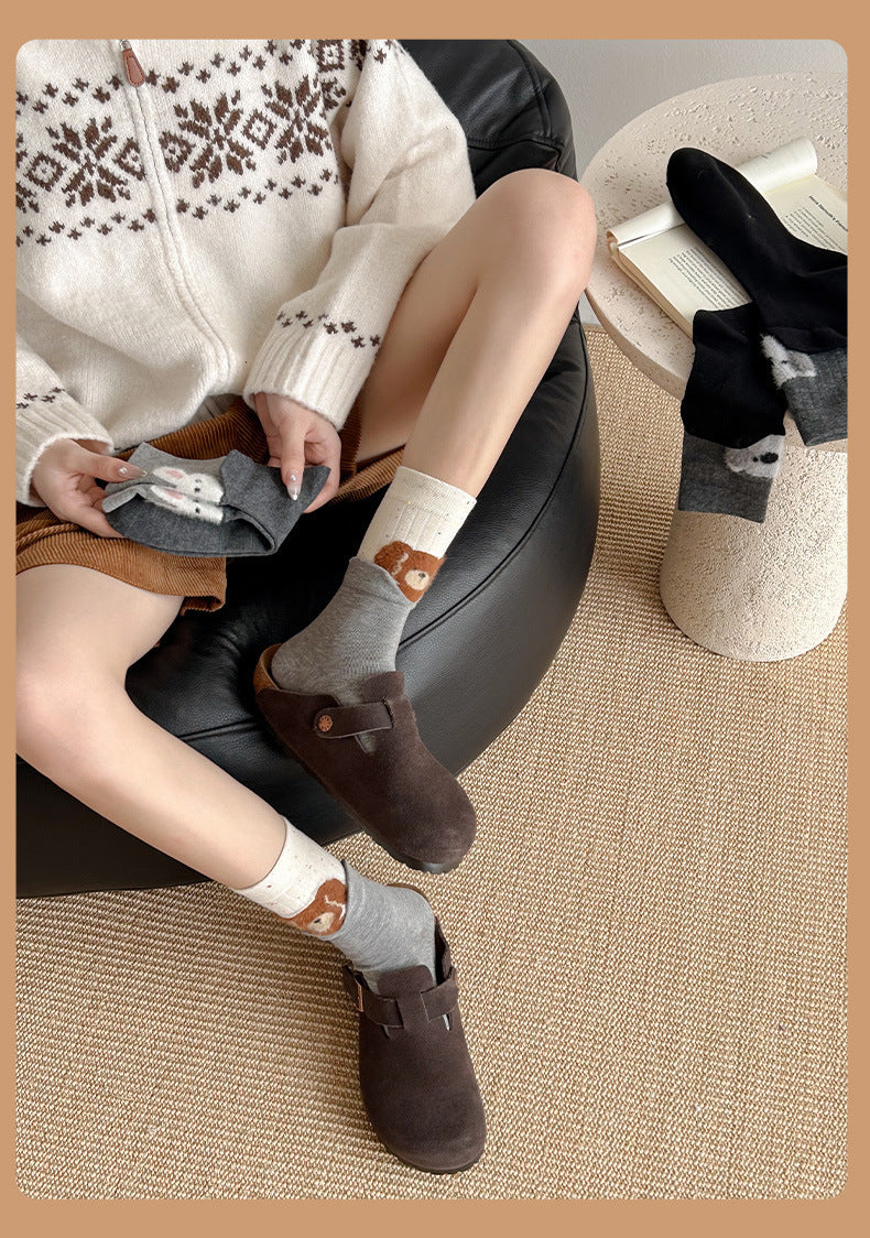 Cozy Cotton Cartoon Crew Socks for Women | Warm Winter Everyday Socks