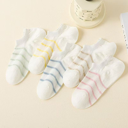 Striped No-Show Socks for Women | Breathable Non-Slip Socks