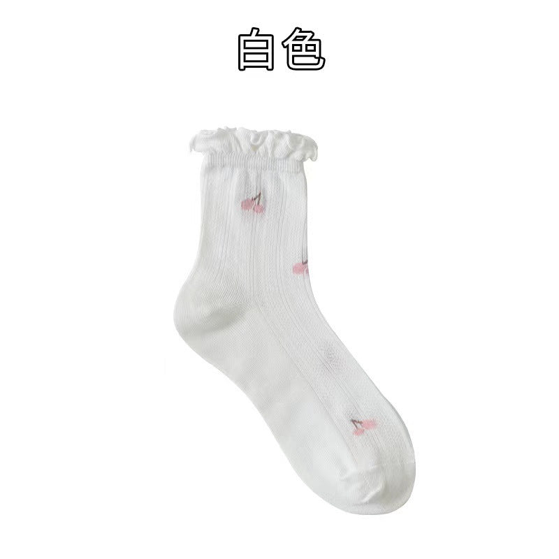 Breathable Ruffled Crew Socks | Thin Summer Women's Mid-Calf Socks