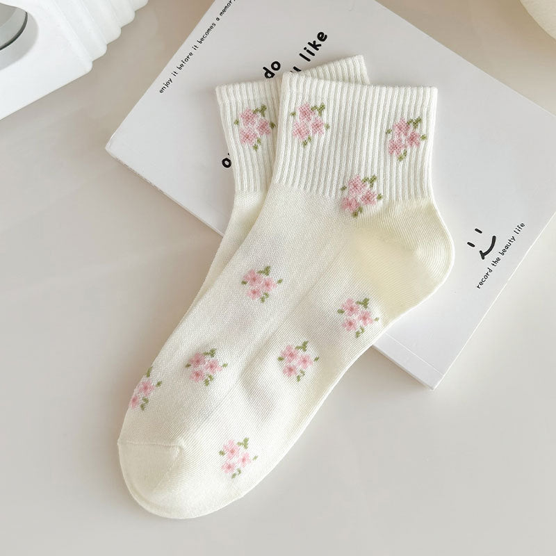 Dainty Floral Ankle Socks for Women | Breathable Everyday Socks