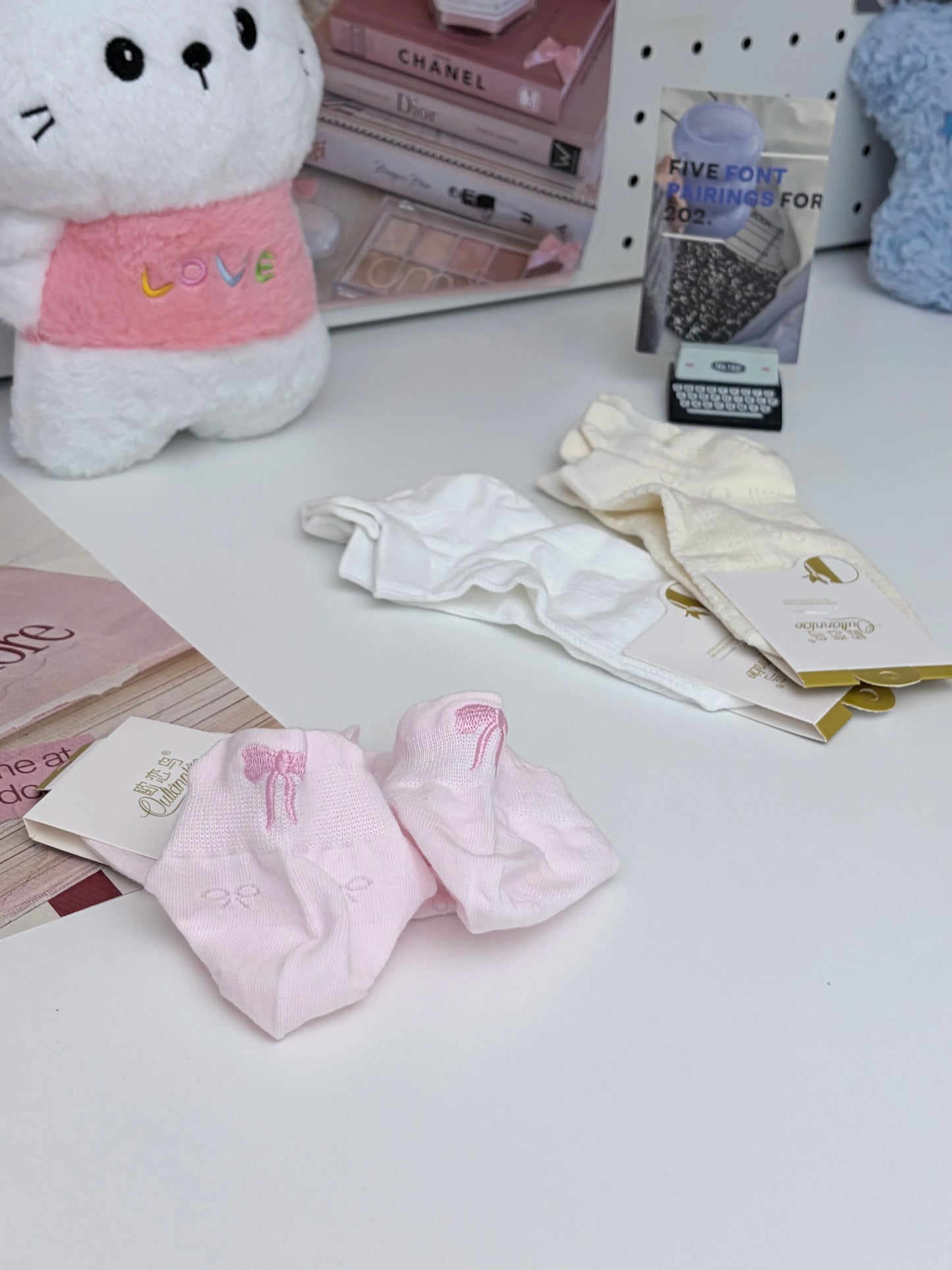 Women's Embroidered Bow Mesh Ankle Socks | Breathable Summer Socks
