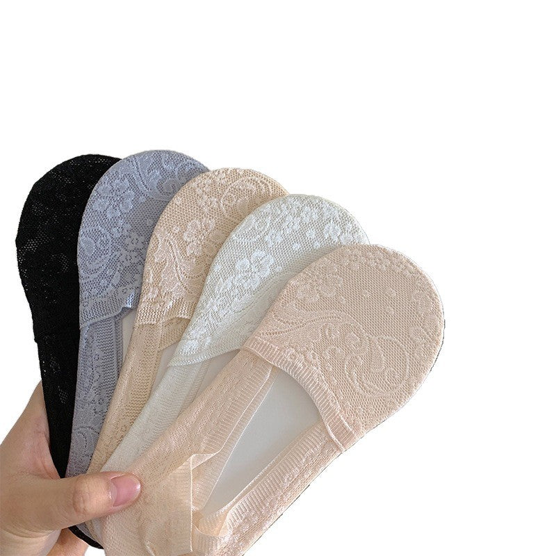 Lace No-Show Socks for Women | Non Slip Invisible Summer Socks
