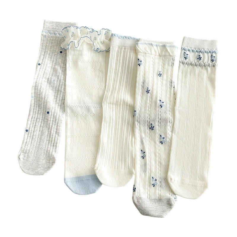 Cotton Floral Crew Socks | Breathable Summer Slouch Socks for Women
