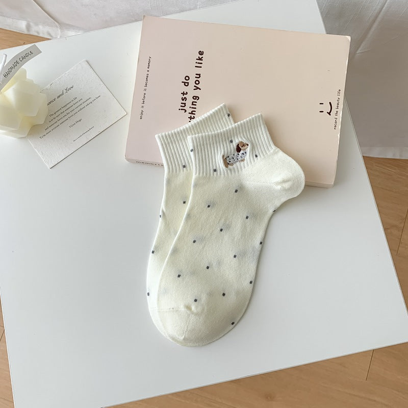 Cute Dachshund Dot Ankle Socks for Women | Breathable Summer Socks