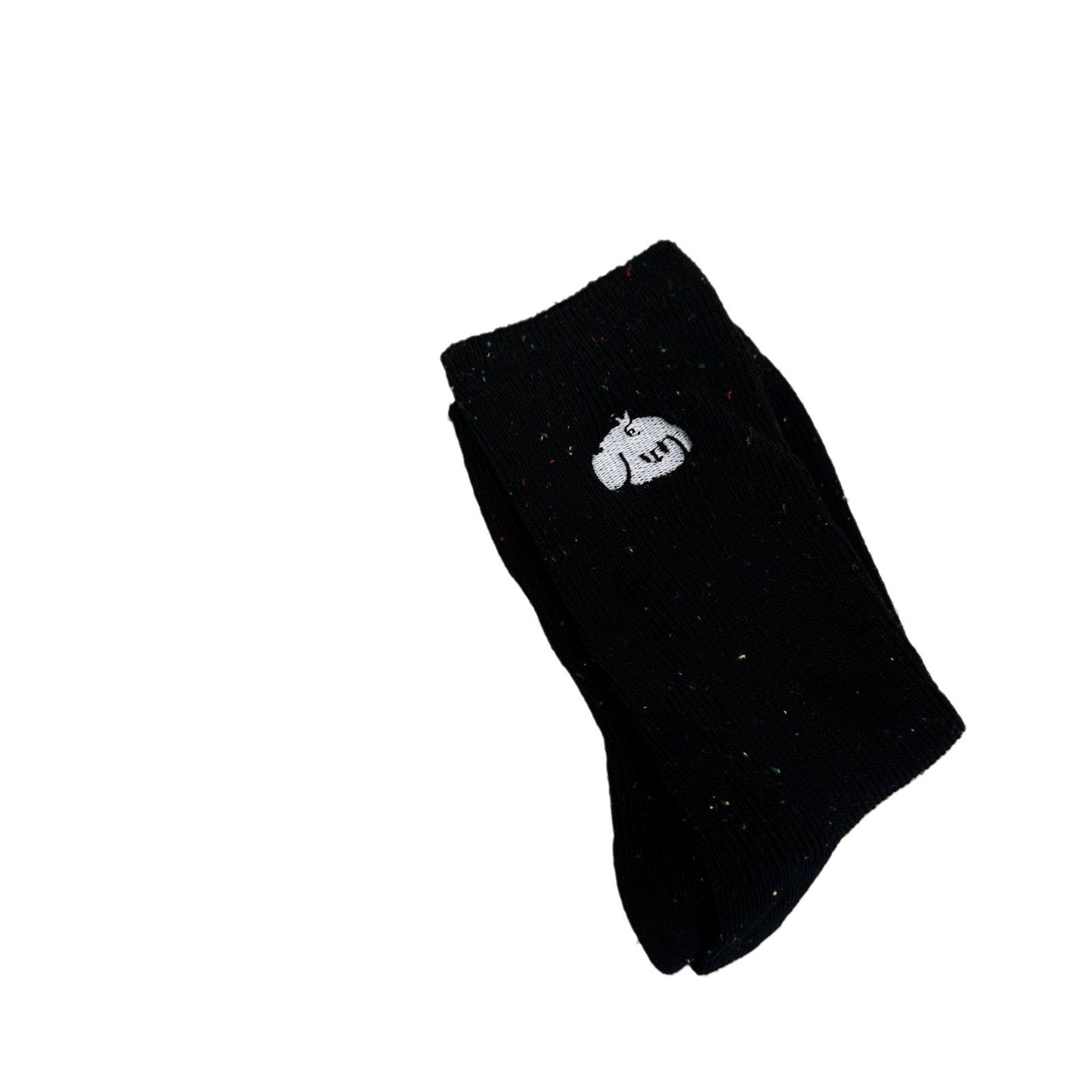 Speckled Embroidered Cotton Crew Socks for Women