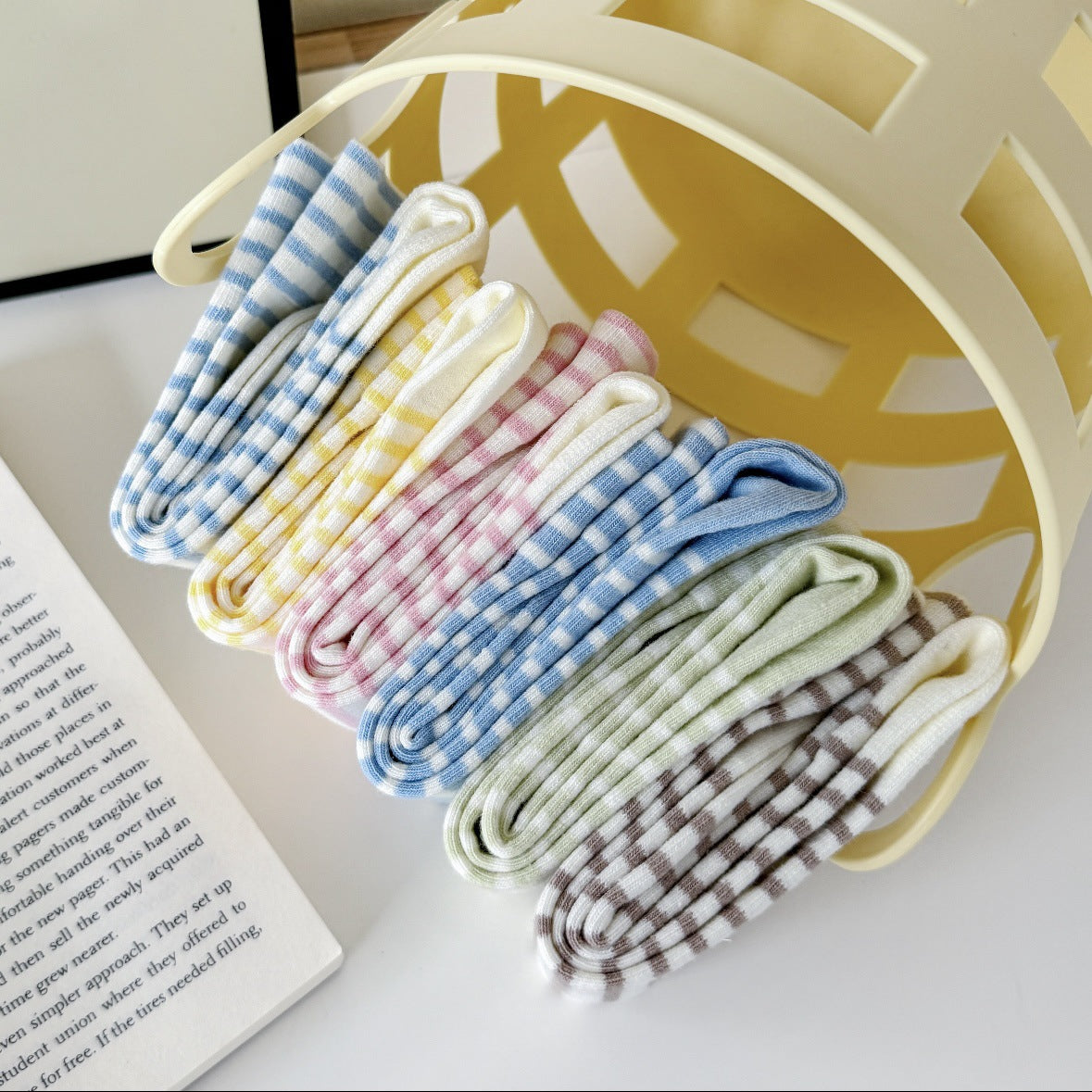 Soft Striped Cotton Crew Socks for Women | Loose Top Comfort