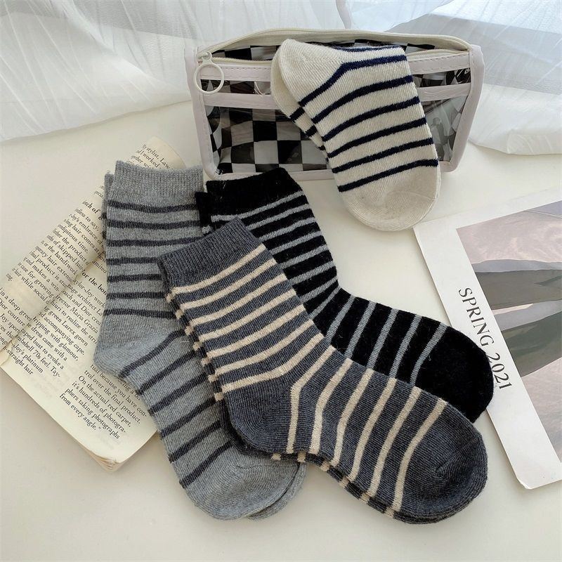 Cozy Striped Crew Socks for Women | Thick Warm Winter Socks