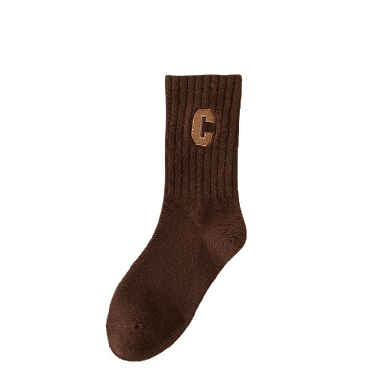 Trendy Letter C Crew Socks | Breathable Everyday Socks for Women