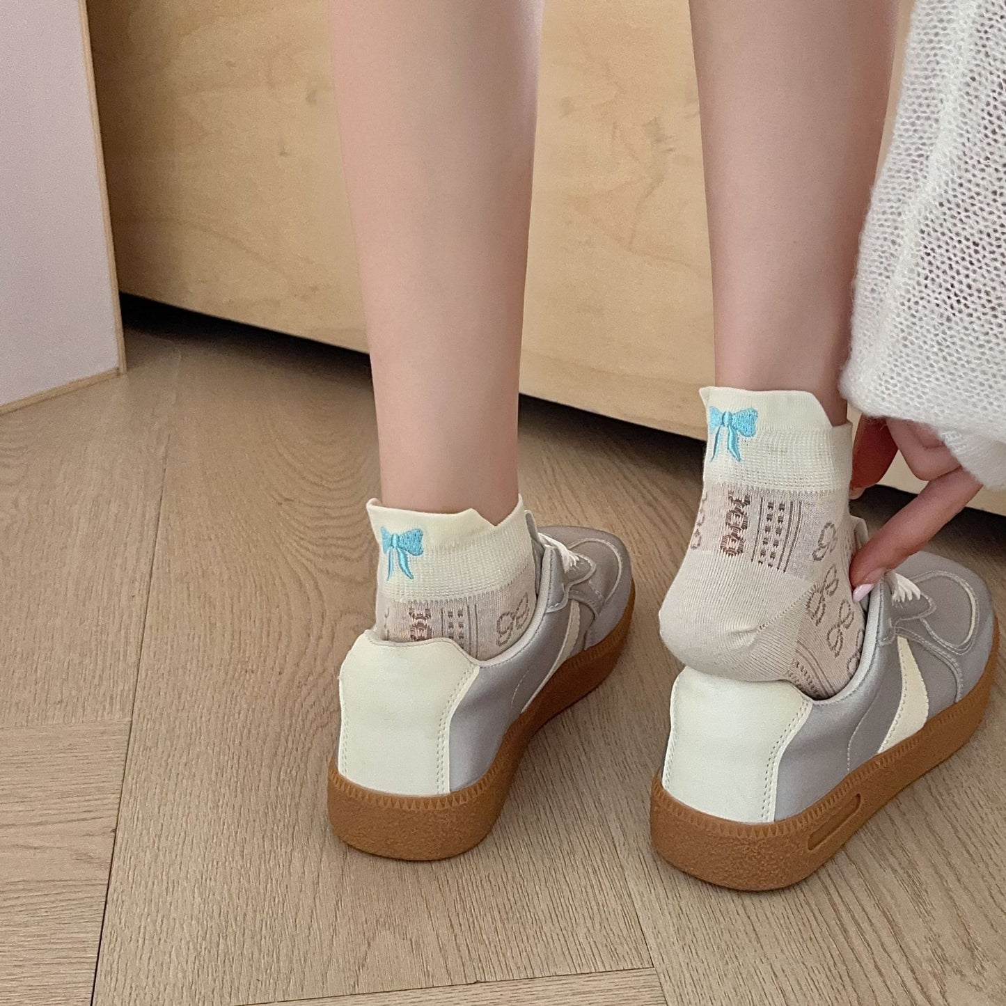 Embroidered Bow Ankle Socks | Thin Breathable Summer Socks