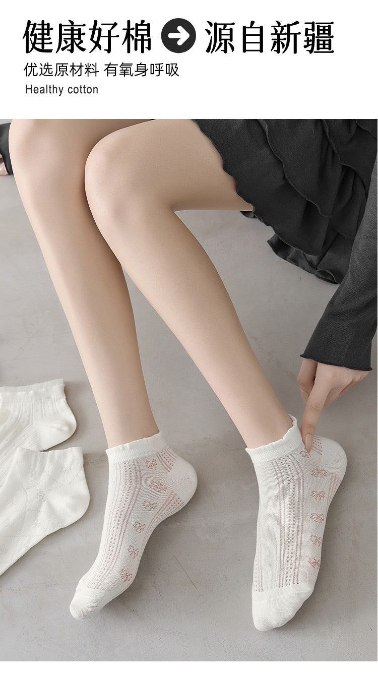 Feminine Bow Ankle Socks | Combed Cotton Women's Socks