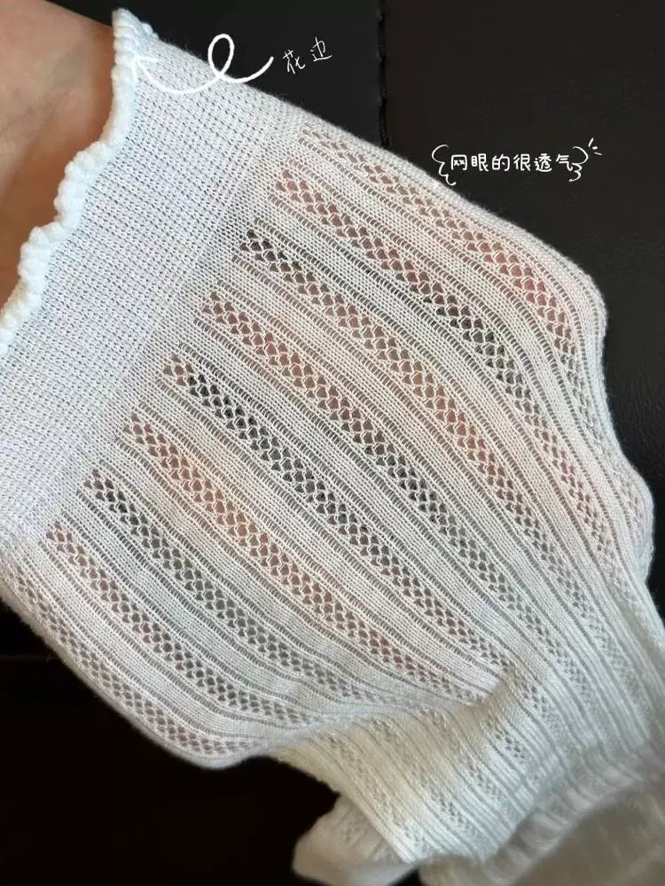 Ruffled Trim Ballet Crew Socks | Breathable Summer Socks for Women