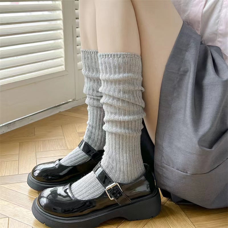 Slouch Knee High Crew Socks | Vertical Striped Slimming Socks for Women