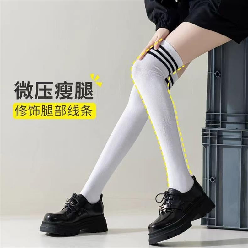 Three Stripe Micro Compression Socks for Women | Slimming Long Socks