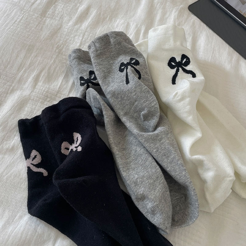Embroidered Bow Crew Socks | Soft Cotton Balletcore Women's Socks