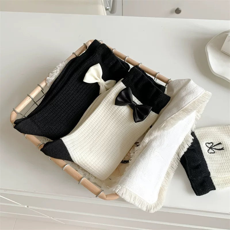 Cotton Bow Crew Socks for Women | Balletcore Casual Socks